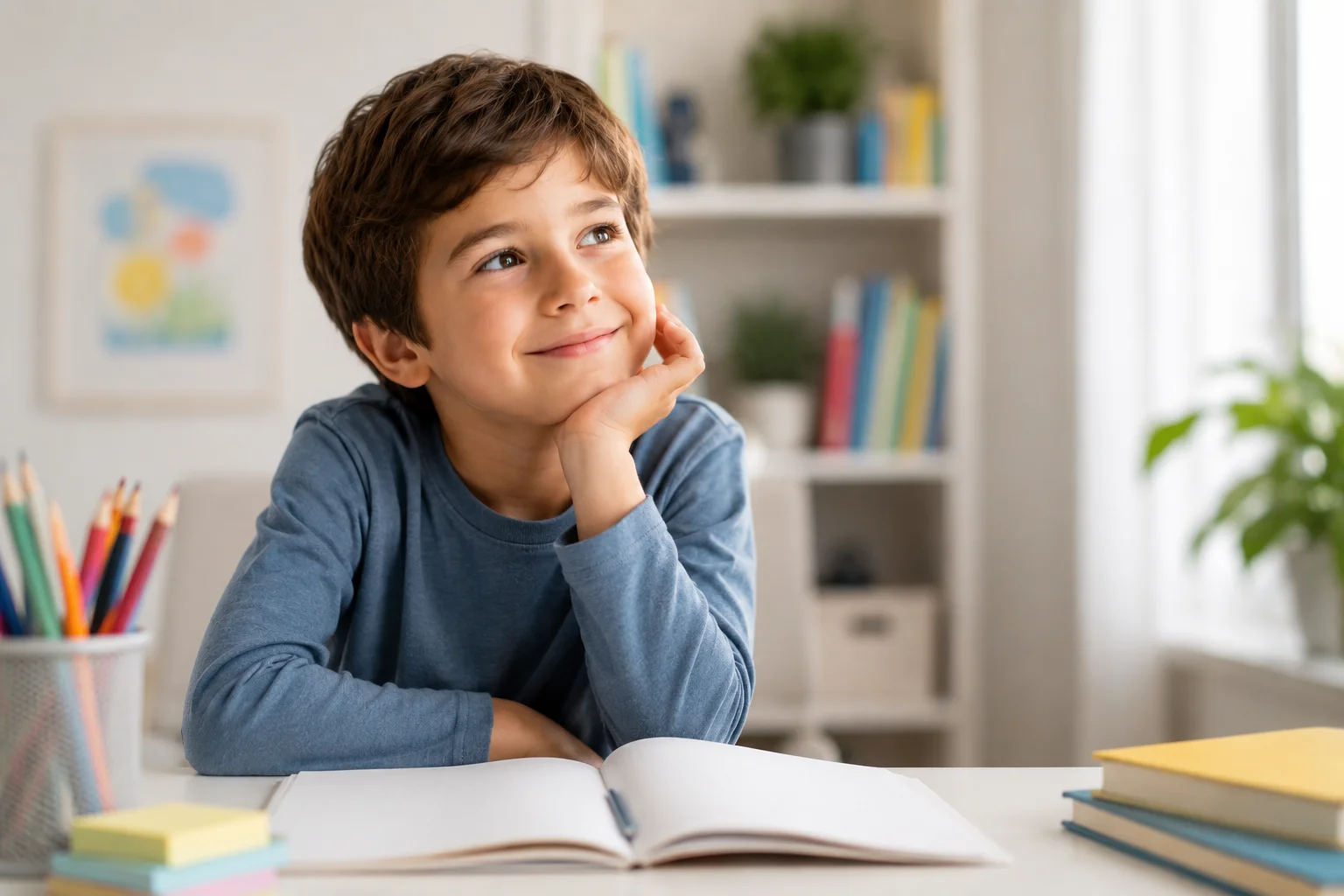Niño en un entorno de estudio, relacionado con altas capacidades y evaluación psicopedagógica infantil.