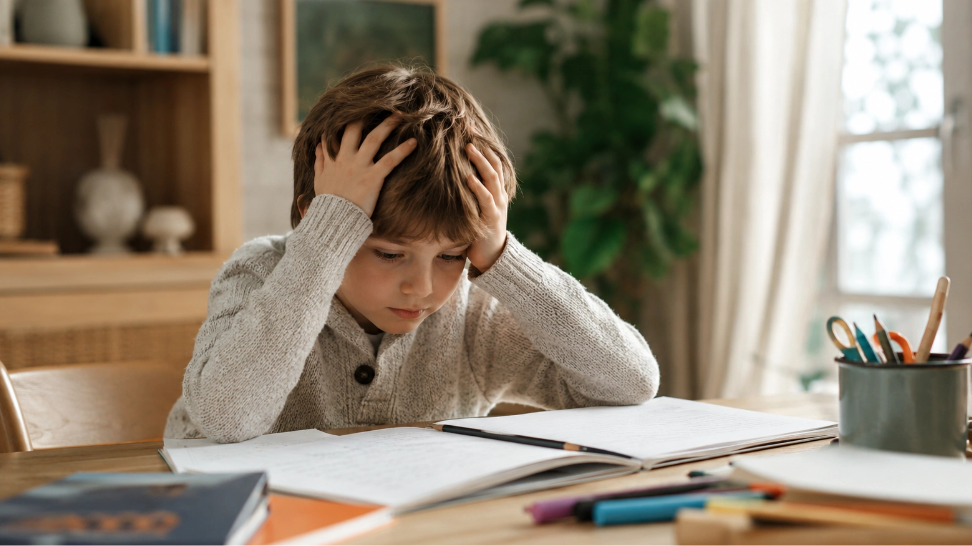 Niño con dificultades de lectura y escritura, posibles señales de dislexia